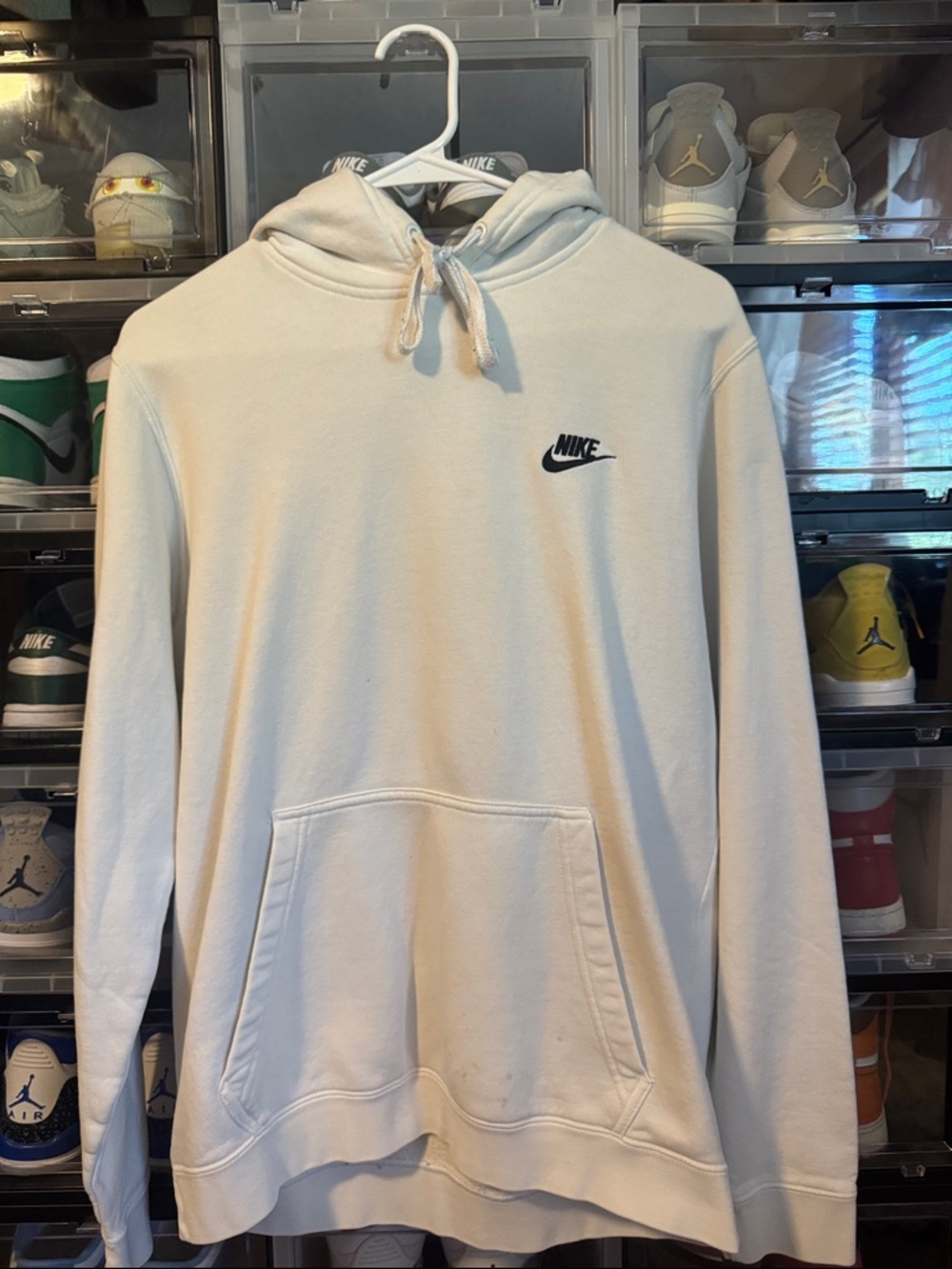 Nike Light White Pullover Hoodie with Black Swoosh